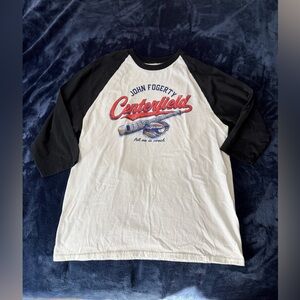 Retro Centerfield John Fogerty Concert Tour Raglan Shirt White Unisex Large